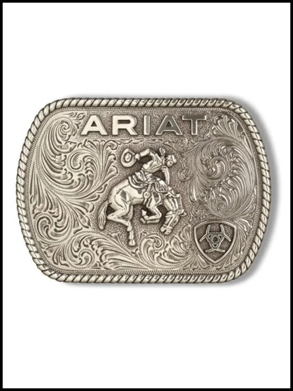 Western Saddle Bronc Belt Buckle, Rectangle 3.5x2.5, Men's Accessory